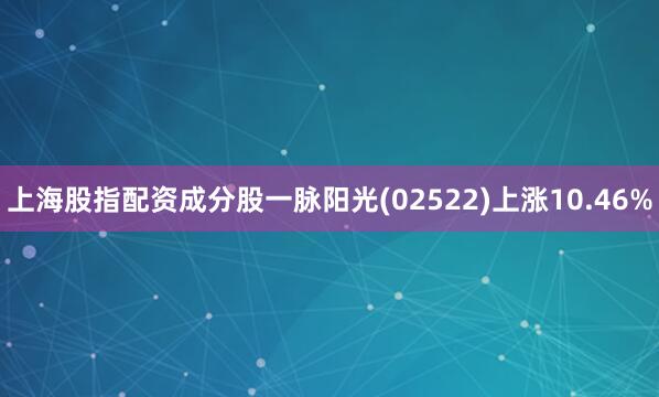 上海股指配资成分股一脉阳光(02522)上涨10.46%